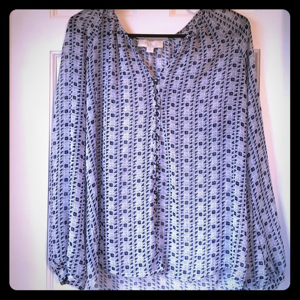Blue and white chiffon top